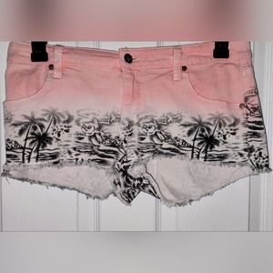 Roxy Junior Women's Pink Denim Ombre Shorts Size 9 EUC